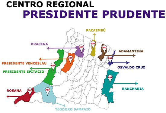 Mapa Pats na região de Presidente Prudente